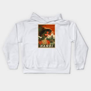 Hanoi Vietnam Woman Vintage Travel Art Poster Kids Hoodie